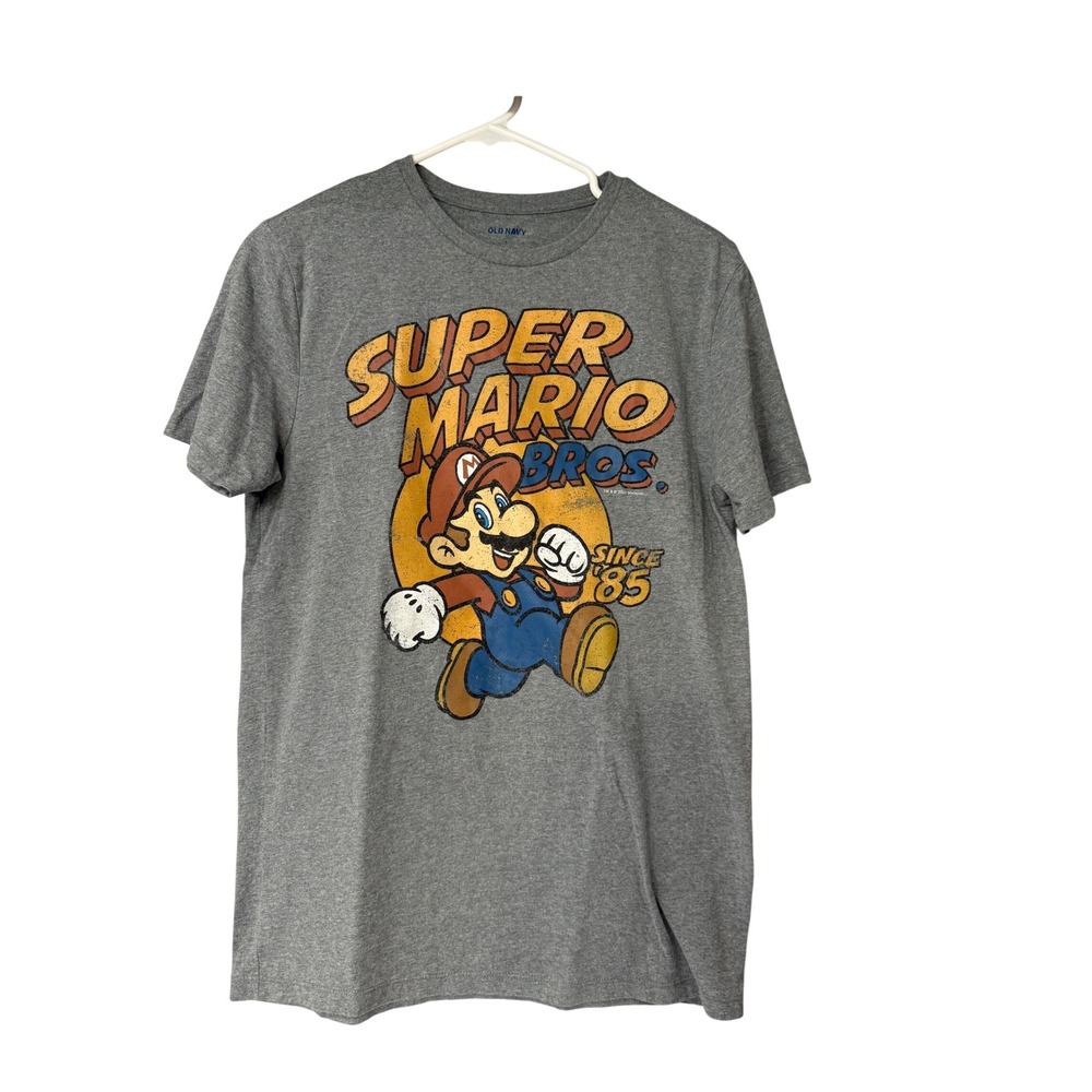 Old Navy Super Mario Bros Graphic T-Shirt Mens Heather Gray‎ Small Tee